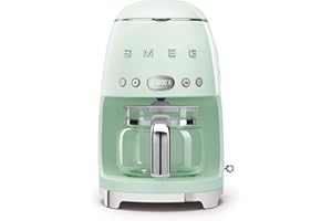 Smeg, Macchina da Caffè Filtro DCF02PGEU, Funzione Aroma e Autostart, Caraffa in Vetro Fino a 12 Tazze, 2 Livelli di Intensità, Modalità Keep Warm, 1050W, Verde Pastello