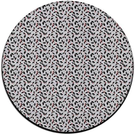 Yo Ou Round Area Rug Leaves Patterns Casual Non-Slip Living Bedroom Rug Bath Door Mat Inside Outside Mat Rug Pads