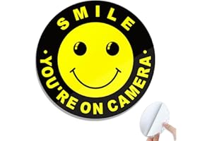 SINMAO Smile Your on Camera Signs Alu with Self-adhesive Diameter 10cm Round Small Smile Your on Camera Signs for Car Window