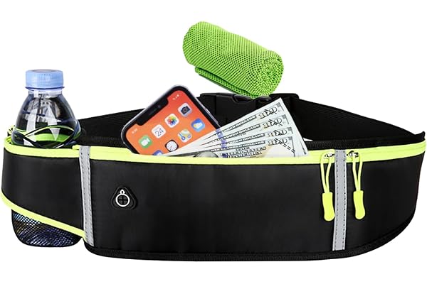 Femme Homme Ceinture de Course Étanche, Sac Banane de Sport Etanche Sacoche Pochette Smartphone Sacs avec Porte Bouteille pour VTT Randonnée Running a Pied Portable, Téléphones jusqu'à 6,5 Pouces