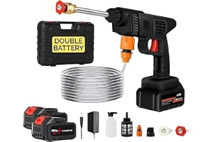 48V High-Pressure Water Sprayer 2 Batteries - Car Washing Machine 5M Range Cordless Portable Electric High Pressure Washer Gun for Cars, Bikes, Patios, Floor Cleaning & Garden Watering