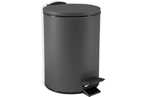 Spirella Kosmetikeimer 3 Liter Edelstahl mit Absenkautomatik und Inneneimer Adelar Badezimmer Mülleimer Softclose Abfalleimer anthrazit, Kunststoff, Gris Anthracite, 3 litres