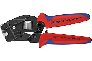 KNIPEX Selbsteinstellende Crimpzange für Aderendhülsen mit Fronteinführung, 0,08-16 mm², Vierkant-Pressung, Aderendhülsenzange, Presszange, 97 53 09