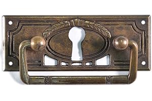 HOLZANDO.DE Antikmöbel Griff Schlüsselschild aus Metall und antik patiniert (5020/B2.01)