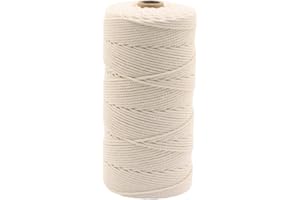 GOHOF Macrame Cord 2mm x 210m Premium Cotton Macrame Rope, 4 Strand Twisted Soft Cotton Cord, One of The Most Perfect Materials for Macrame Art, Cotton String Without Chemicals (Beige)