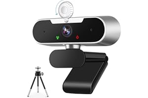 OITTIRA ARVIEMI Webcam per PC, Full HD 1080p Webcam con Microfono, Webcam con Privacy e Treppiede Videocamera USB, Plug and Play per Skype/Studio/Conferenza/Facetime【2021 Nuovo】
