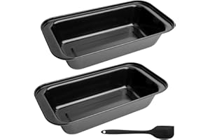 Gaomoeny 2 prostokątne formy do pieczenia chleba, ze stali węglowej, 25,4 x 14 x 5,8 cm, z 1 łopatką do ciasta