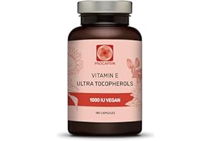 PROCAPSIN Kala Health Vitamin E 1000IU Ultra Tocopherol 450mg Vitamin E Vegan – All 4 Tocopherols - Alpha Tocopherol + Beta Tocopherol+ Gamma Tocopherol+ Delta Tocopherol– Unique d Alpha tocopherol Vitamin e
