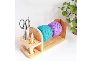 PEKIEDO Porta Gomitoli Filato in Legno con Meccanismo Rotante, Porta Cucito Lana per Cucire, Ricamo Attrezzi Fai da Te