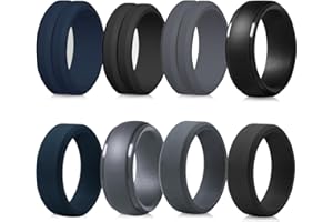 LOCCY Lot de 8 Bagues en Silicone pour Homme Bagues Anneaux de Mariage en Silicone pour Femmes et Homme Multicolore Confortables et Sans Danger pour Peau