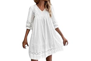 NNGOTD Robe D'été Femme Chic Chic Pas Cher Midi Mode Mi Longue Robe Ete Manche Courte Décontractée Midi Robes Lâche Ample Sexy Dress Rétro Bohème Jupe Robe de Ceremonie Femme