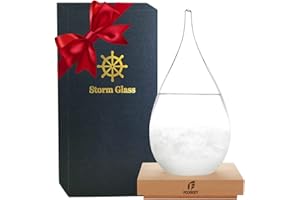 F FOXKEY Storm Glass Weather Predictor, Drop-Shaped Weather Forecast Bottle Home Office Desktop Decoration Ornaments Unique Fashion Creative Christmas Snow Globe (XL)