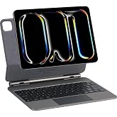 Apple iPad Air 11 M2-M3 2024/2025 ile Uyumlu T&uuml;rk&ccedil;e Q TouchPad Magic Keyboard Aydınlatmalı Klavyeli Tablet Kılıfı (Kahverengi