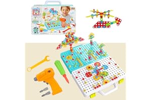 HONPHIER Jeu Mosaique Enfant 252PCS Puzzle Mosaïque 3D Jeu de Construction Perceuse Electrique Enfant STEM Kit Mosaique pour Enfant Fille Garcon Cadeau