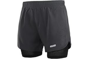 ARSUXEO B179 męskie spodnie do biegania, krótkie spodenki gimnastyczne ze spodniami kompresyjnymi 2 w 1, spodenki do biegania w piłkę nożną, koszykówkę lub do codziennego użytku