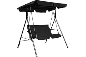 ‎COSTWAY COSTWAY Hollywoodschaukel Gartenschaukel Schaukel Gartenliege Schaukelbank Gartenbank mit Sonnendach 2-Sitzer (Schwarz)