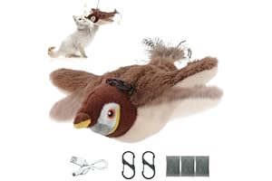 JEONDFG Katzenspielzeug Vogel Elektrisch,Flapping Bird Cat Toy,Fliegendes Vogel Katze Spielzeug,Aufladbar Interaktives Katzenspielzeug Vogel mit Katzenminze