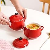 Nestasia Set of 2 Ceramic Serving Pots with Lids (450ml) – Small Handled Pots for Curry, Dal, Rice, Soup & Gravy, Kitchen Tab