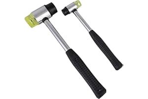 Aicharynic Schonhammer, Doppelkopf Gummihammer, 22mm + 35mm Kunststoffhammer, Gummi Hammer Stahlrohrstiel mit Rutschfestem Griff für Holz, Kunststoff, Leder und Kunsthandwerk
