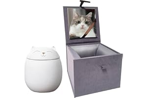 UMBERDOM Matte Ceramic Cat Ashes Urn - Handicrafted Keepsake Memorial Gift, White, S