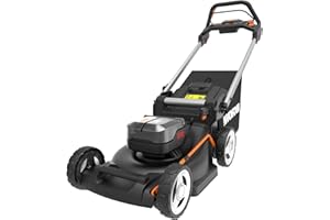 WORX Tondeuse à Gazon tractée Brushless sans Fil 40V WG749E, jusqu'à 500m² sur Une Charge, diam. 46cm, Coupe jusqu'aux Bordures, Sac de 55 L, Mulching, livée avec 2 Batteries 4Ah et Chargeur