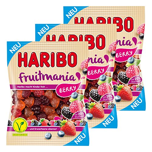 Haribo Fruitmania Berry, 3er Set, mit Fruchtsaft, Gummibärchen, Weingummi, Fruchtgummi, im Beutel, 525 g Haribo Fruitmania Berry, 3er Set, mit Fruchtsaft, Gummibärchen, Weingummi, Fruchtgummi, im Beutel, 525 g