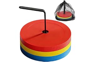 FARYODI Set med 24 markeringsskivor 15 cm med organisatörhållare, runda platta markeringshattar flexibla sportmarkeringsplats