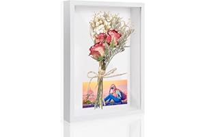 Wintfarm 3D Bilderrahmen Zum Befüllen,21x29.7x3cm(A4) 3D Bilderrahmen Tief Zum Befüllen,Tiefer Bilderrahmen Zum Befüllen Weiß Für Objekte,Blumen,Hochzeitsstrauß Oder Erinnerungsstücke (1 Stück)