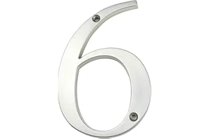 HASWARE House Number Sign 4 inch (10 cm) Modern Door Numbers Signage Plaque Street Home Address Numerals Zinc Alloy (6, Silver)
