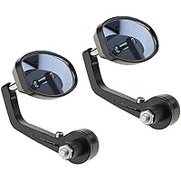 Pivalo 7/8 Inch Handle Bar End Rear View Mirrors Sports Style Side Mirrors for Cruiser Motorcycle (2Pcs, Black)