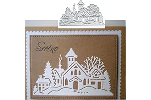 TINGZVEN Christmas Snow House Metal Die Cuts Cutting Dies, Christmas Snow House Paper Cards Cutting Dies Cut Stencils for DIY Embossing Card Making Book Tags Decorative Paper Dies Scrapbooking