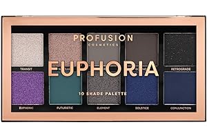 Profusion Cosmetics Euphoria 10 Shade Eyeshadow Palette, Unleash Your Creativity with Multi Finish Shades for Day to Night Glam Looks, Get Stunning Makeup Looks with Richly Pigmented Shade