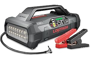 ‎LOKITHOR LOKITHOR JA302 Auto Starthilfe Powerbank 2500A 12V Starthilfegerät mit Auto Kompressor(0,8-10,0Bar/10-150psi) Tragbare Batterie Booster für 6.5L Diesel und 8.5L Benzinmotor 3 LED-Lichtmodi