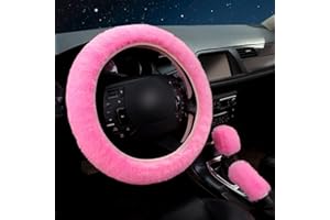 ‎AMOKEE Lenkradabdeckung, Amokee Universal Lenkradhülle Plüsch 3er/Set Winter Lenkradbezug Teleskop Lenkrad Abdeckung weich bequem Steering Lenkradschoner für Auto Zubehör, 36-39cm (Rosa)