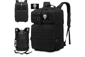 KSIBNW Zaino Militare Tattico 50L, Trekking Militare Backpack 800D Oxford Impermeabile 3 Day Dell'esercito da Escursionismo Zaino da Viaggio per Caccia, Pesca, Campeggio, Montagna, Palestra Nero