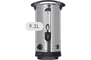 Todeco Bollitore per Vin Brulé 9,3 L, Macchina per Bevande Calde in Acciaio Inox, con Rubinetto, vaschetta di raccolta, termostato, Impostazione Della Temperatura 30-110°C, 1500 W