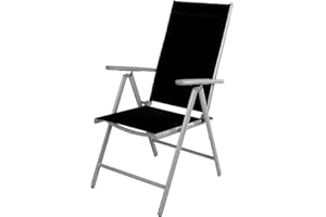 ‎MOJAWO Mojawo Gartenstuhl - Hochlehner 7-Fach verstellbar - zusammenklappbar - Klappstuhl - witterungsbeständiges Aluminium - wetterfeste Gartenmöbel - Silber/Schwarz