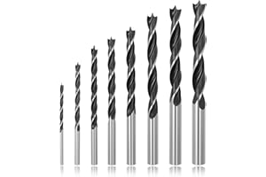 QAUM Set di 8 punte per legno, punte a spirale per legno tenero, in legno duro, Ø 3 mm, 4 mm, 5 mm, 6 mm, 7 mm, 8 mm, 9 mm, 10 mm x 90 – 140 mm