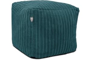 rucomfy Beanbags Corduroy Cube Footstool Bean Bag. Home Decor Accessories for Living Room, Lounge and Bedroom. Modern Furniture Square Pouffe. Machine Washable. 38 x 38 x 38cm (Teal)