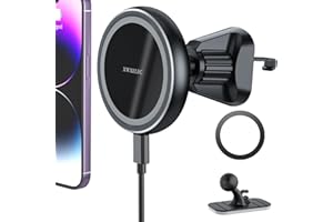 XWXELEC Magsafe Ladegerät Auto, 15W Magsafe Autohalterung Mit Ladefunktion, Handyhalterung Auto Magsafe für iPhone 12/13/14/15/Pro/Max/Plus/Mini Kfz Kabelloses Schnelles Aufladen