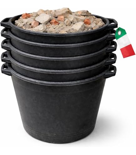 3x Secchiello per Mortaio Tondo 40 Litro Nero Secchio Costruzione Fatto Germania da Malta Beccuccio Secchio Acqua Maurereimer Set 40 Litro IN Plastica Cemento Secchiello Muri Casa