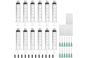 AGEMORE Siringhe da 10 ml, con aghi di riempimento a punta smussata da 18 g 2,5 cm e tappo di stoccaggio tappi (Luer Lock)