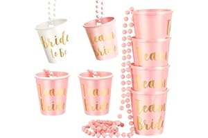 QUNKUN 8 pezzi Bachelorette Party Bride Tribe Cups und Braut Schnapsglaskette, Braut und Team Braut Schnapsglas Perlen Halskette für Bachelor Hochzeit und Braut Dusche Dekorationen (8)