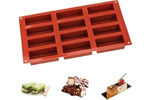 XCSJ Rectangular Barra Silicona Moldes Premium Antiadherente Moldes Silicona Moldes De Silicona De 12 Cavidades Barras Cereales Moldes De Silicona Moldes De Silicona Rectangulares Para Chocolate Pan