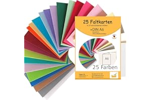 ‎PAPER24 Paper24 Kartenset, 25 bunte A6-Klappkarten in 25 verschiedenen Farben als Set, ideal zum Basteln, zu Weihnachten oder als Geschenkidee, passend für DIN C6-Umschläge, A6-Klappkarten