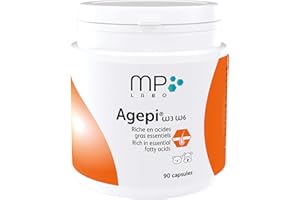 MP Labo Agepi® Omega 3 Omega 6 - 90 Capsules pour Chien et Chat - Riche en Acides Gras Essentiels et Vitamines A et E