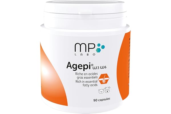 MP Labo Agepi® Omega 3 Omega 6 - 90 Capsules pour Chien et Chat - Riche en Acides Gras Essentiels et Vitamines A et E