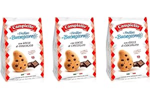 3x Campiello i Biscotti del Buongiorno Frollini con gocce di cioccolato shortbread med chokladbitar 700 g biscuits cookies 100% italienska kakor