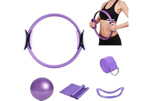 Ryfpdml Pilates Ring Circle, 5 Pcs Fitness Magic Pilates Ring Circle and Ball Set for Women 12 Inch Magic Resistance Bands Set 9 Inch Small Exercise Ball for Kids Adults (B)