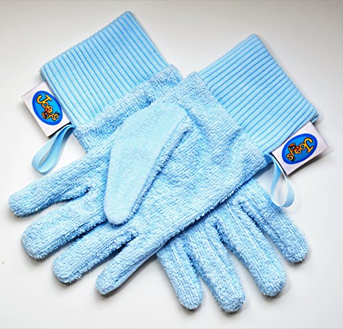 Flannel Fingers Bath Gloves (Small/medium, Blue) Award Winning
